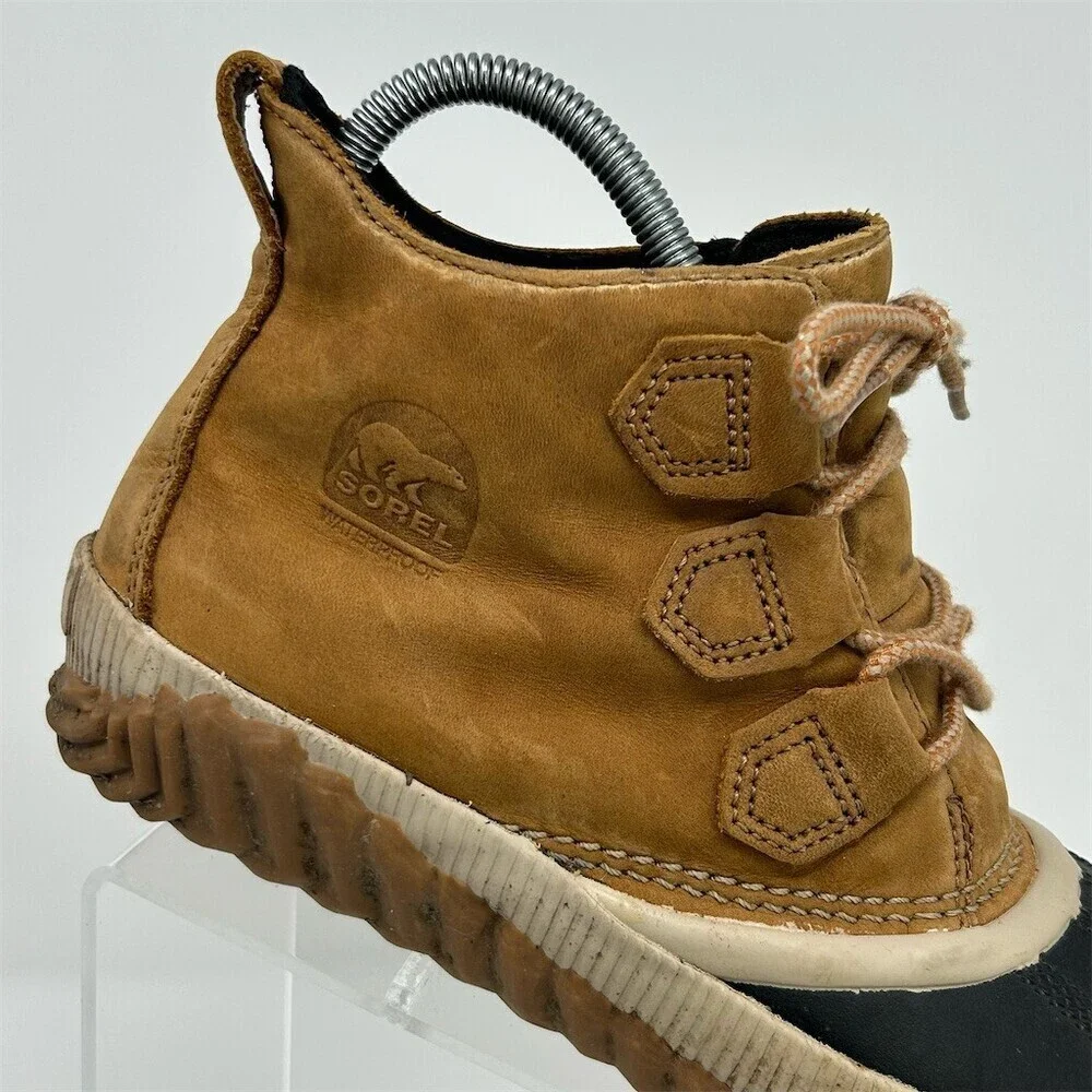 Sorel Out N About Duck Boots Womens Beige Waterproof Lace-Up Ankle Rain Size 8